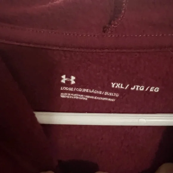 UNDER ARMOUR Project Rock Blood Sweat Respect Maroon and Orange Hoodie Kids XL - Picture 4 of 5